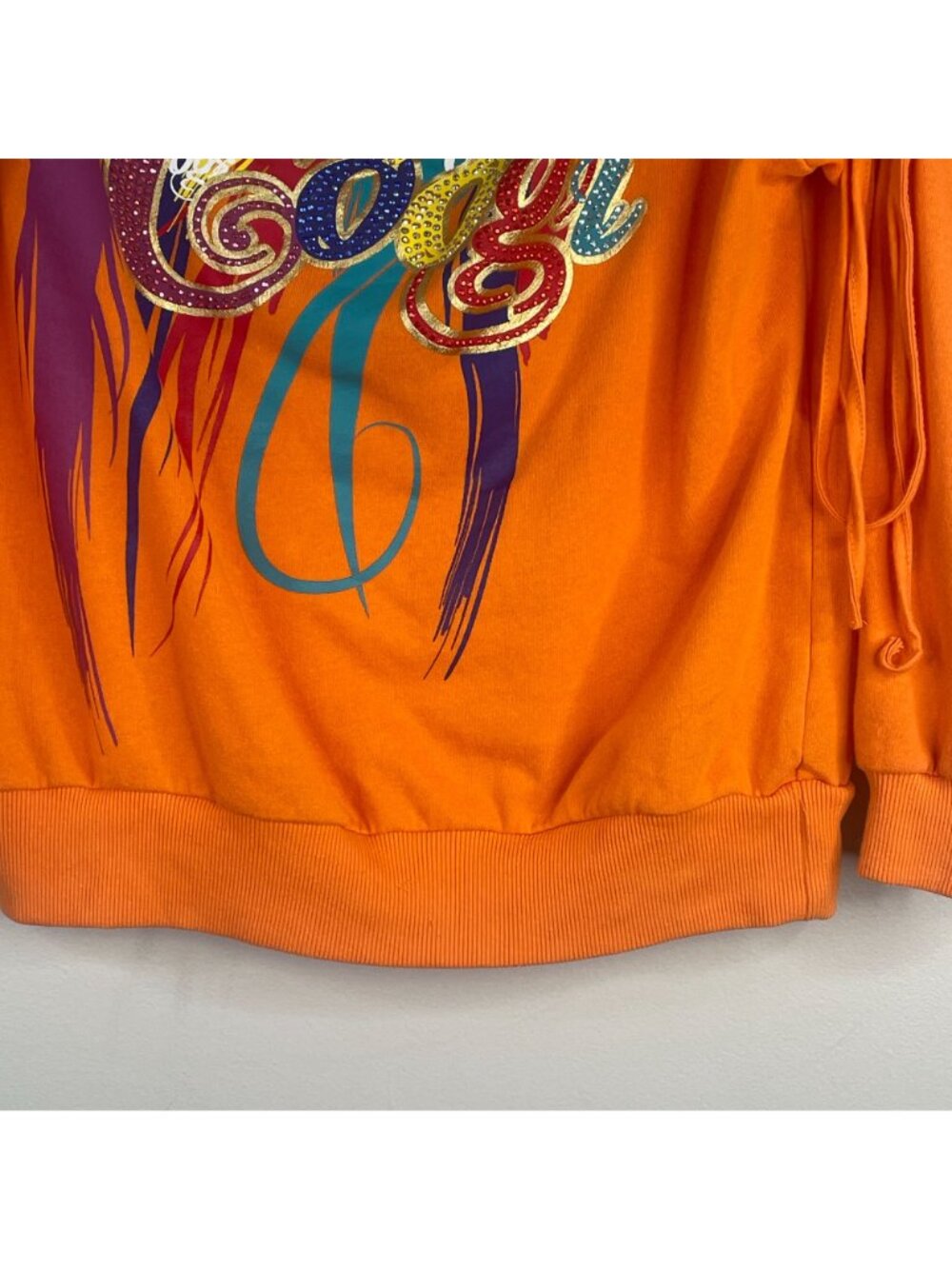 Coogi Knit Top Womens XLarge Urban Hip Hop Raw Edge Neck Tie Detail Big Logo - Picture 8 of 16